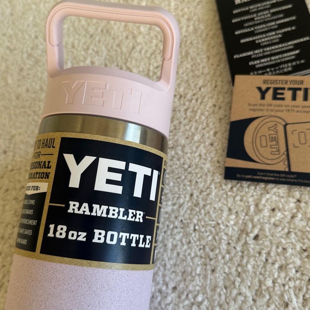 YETI Rambler 18 oz Bottle Chug Cap Pink Cherry Blossom Textured Travel Cup Mug - Picture 9 of 11